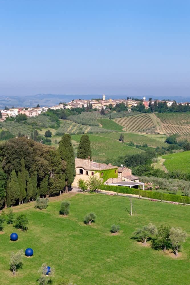 Villa Castellaro — the villa with Tavarnelle on the hill beyond