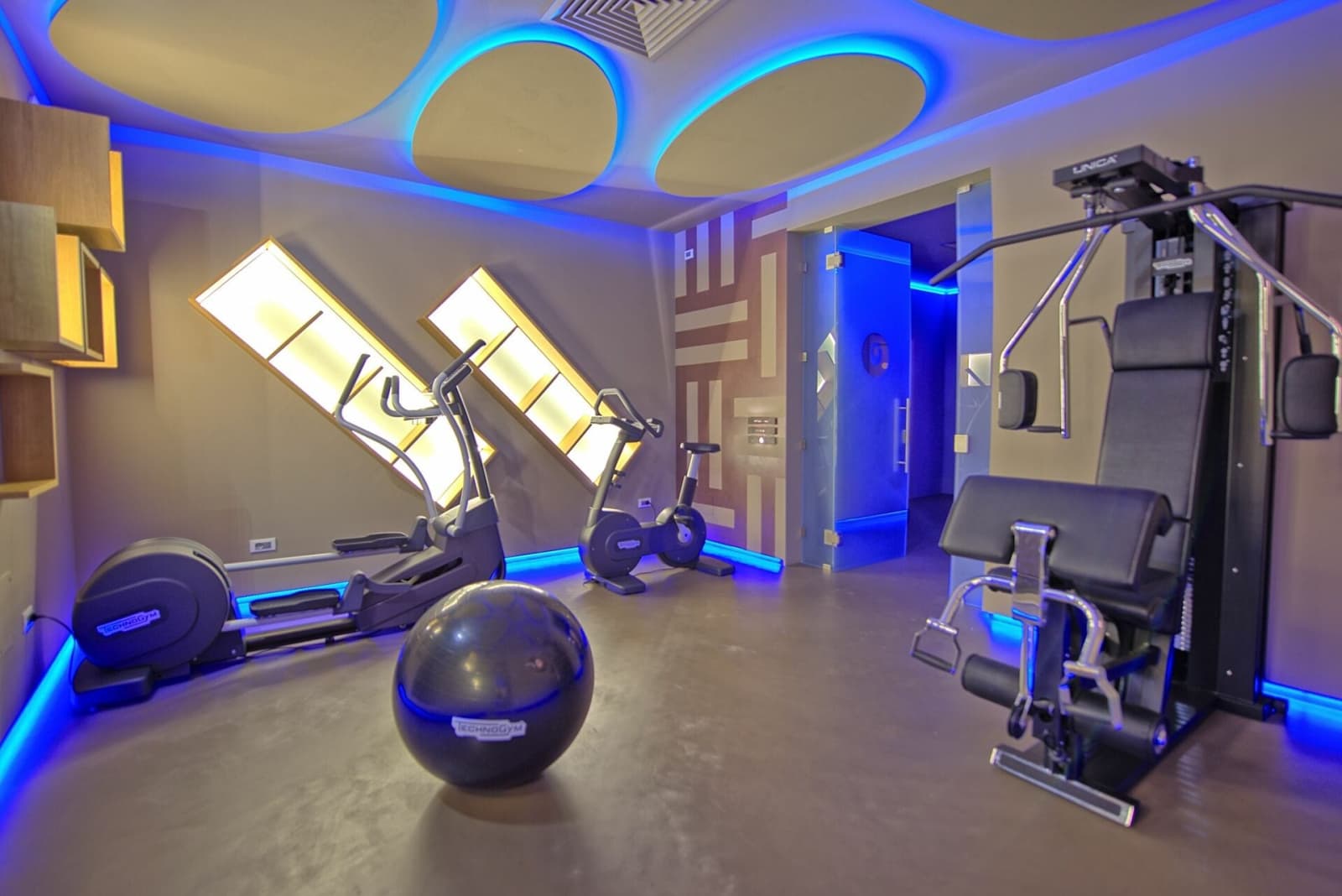Tenuta La Barricaia — the gym, with its Technogym machines