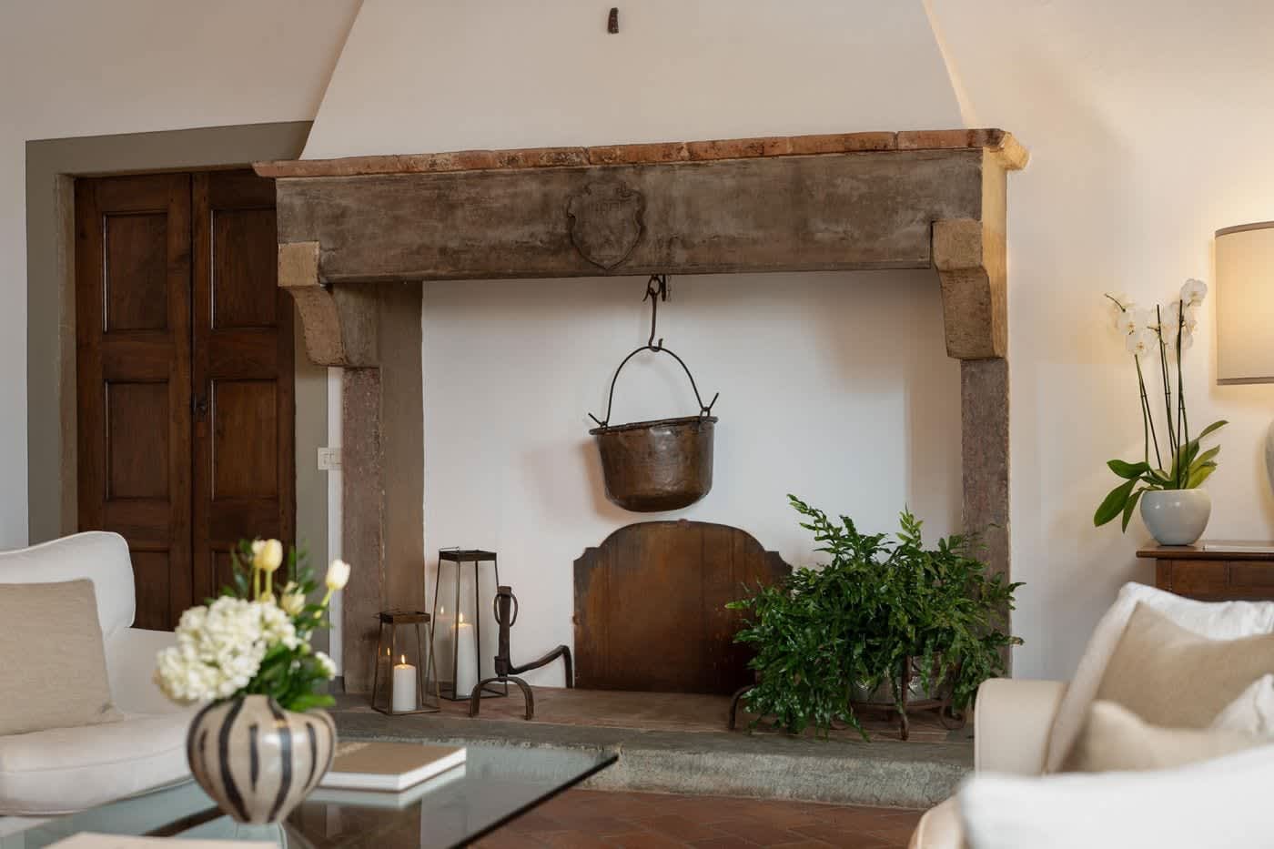 Villa Castellaro — the hearth of the old fireplace
