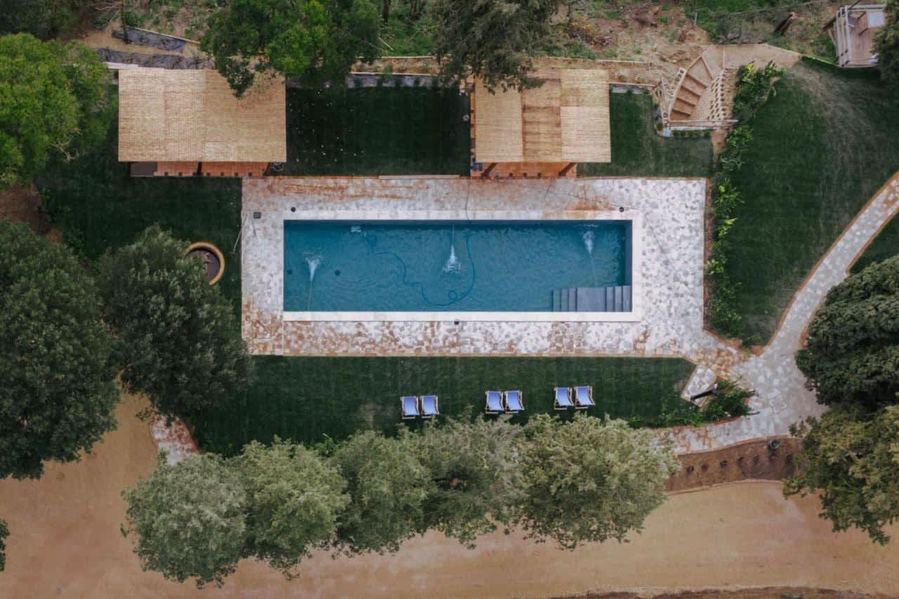 Villa Poggio d'Oro — the pool and its loungers, seen from directly above