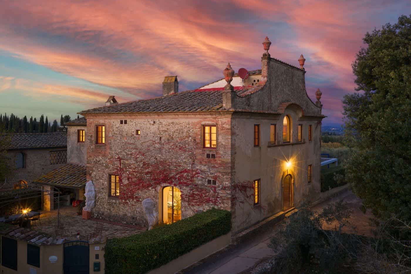 Villa Castellaro — the stone villa at sunset