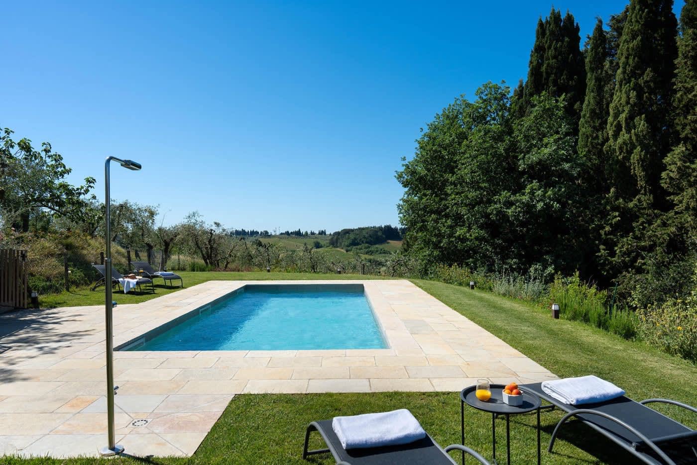 Casa Lilia — the pool beyond the lawn