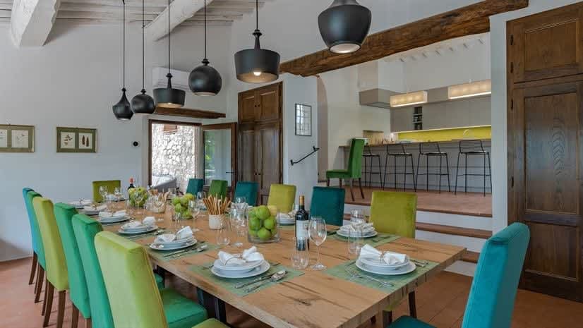 Borgo delle Vigne — the dining room opening onto the second kitchen