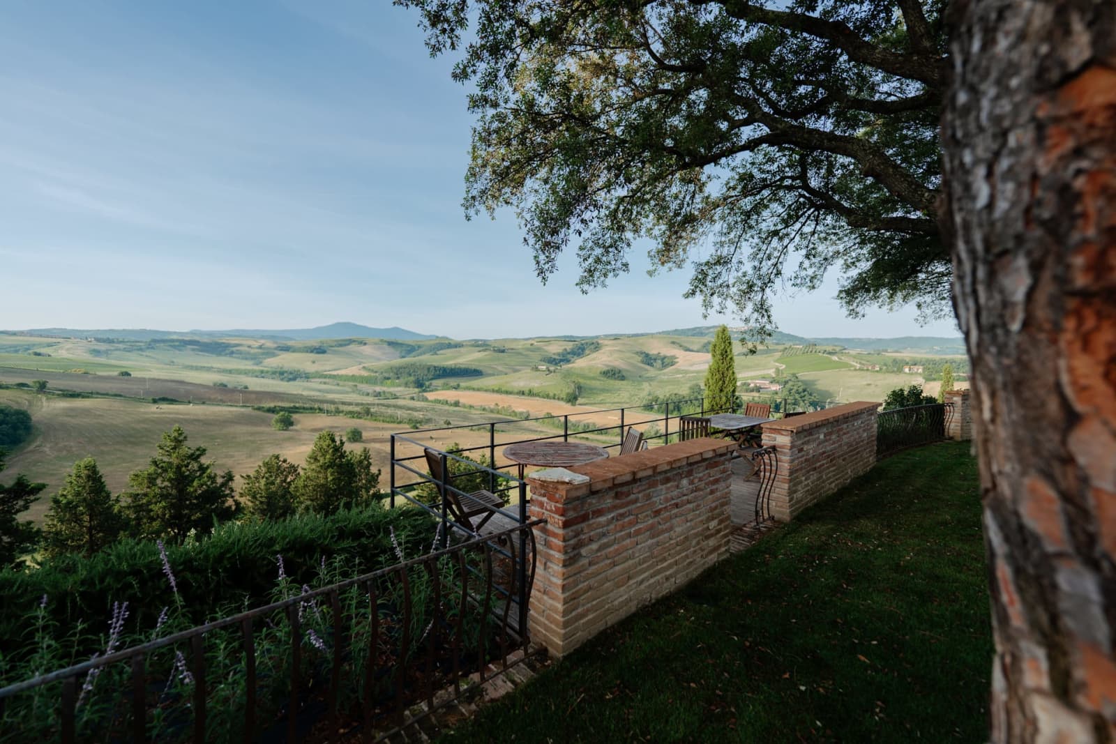 Villa Poggio d'Oro — the garden wall and the hills beyond