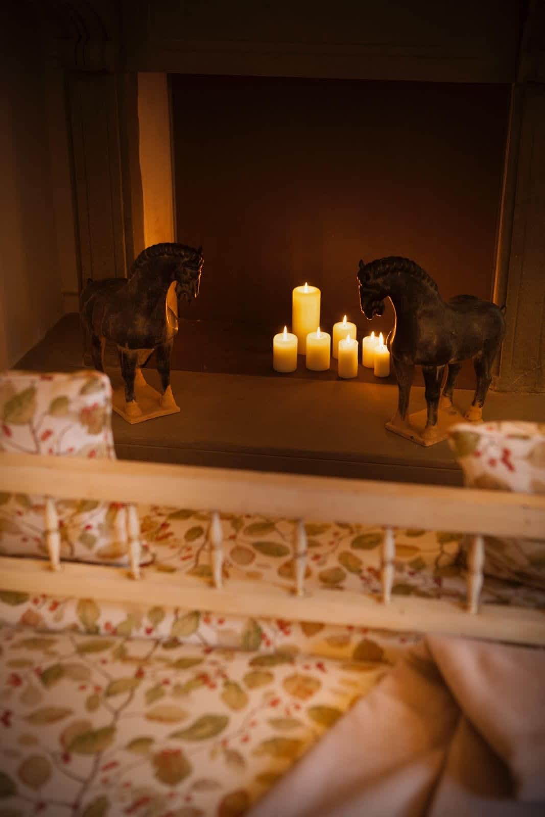 Villa Fornacella — the master bedroom's fireplace