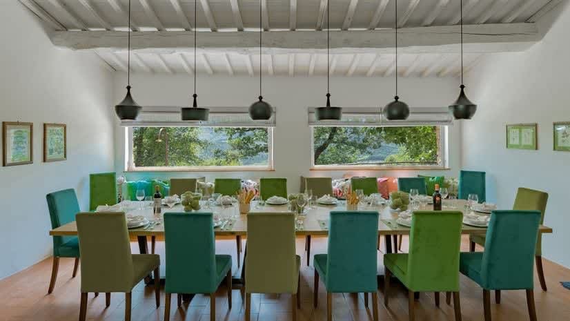 Borgo delle Vigne — the long dining table, set for a celebration