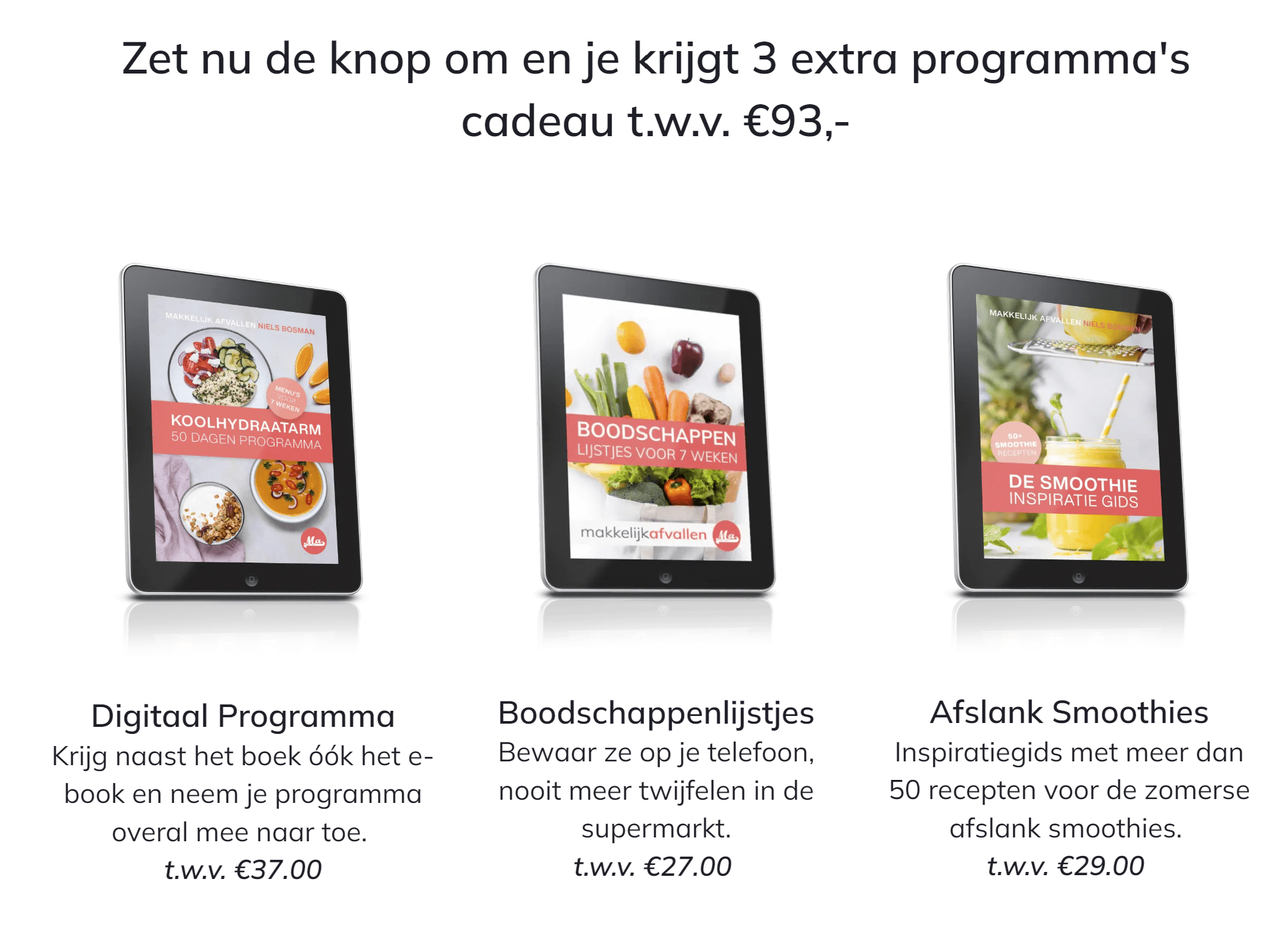 8 Kilo afvallen per maand met het Koolhydraatarm 50 Dagen Programma extra bonussen