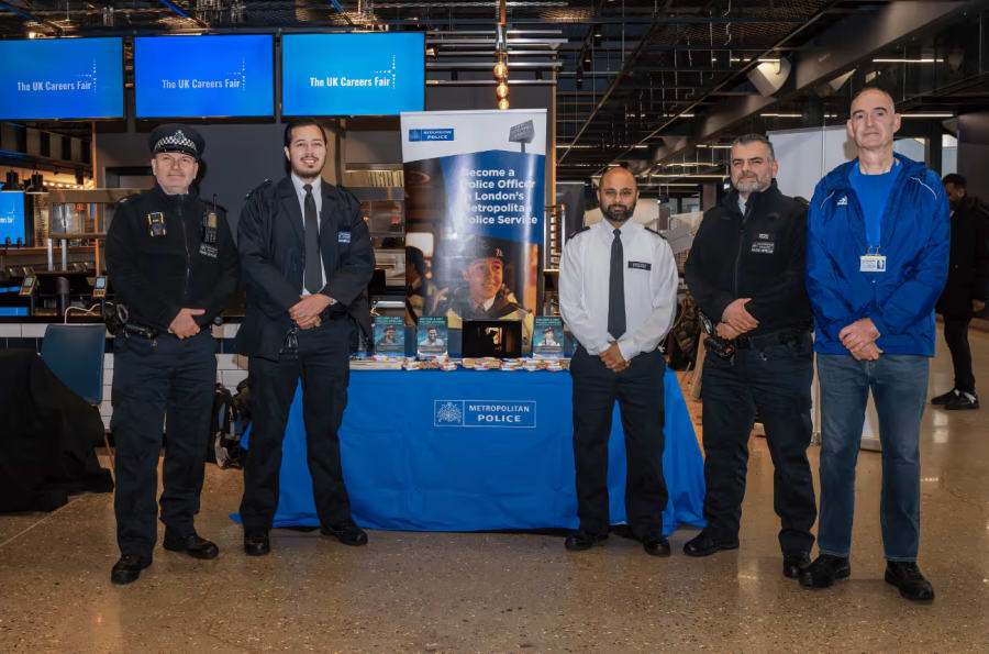 Employers and training providers at a UK Careers Fair event