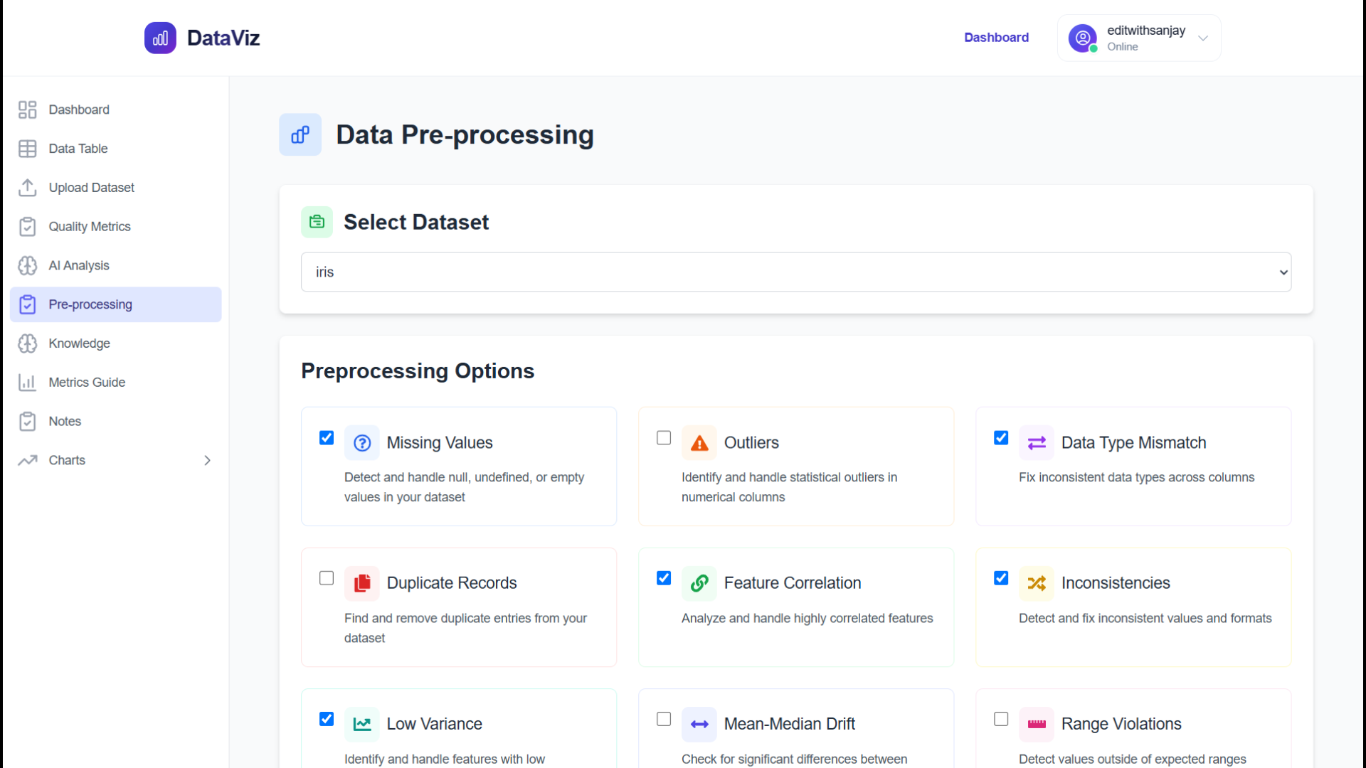 Advanced Preprocessing Options