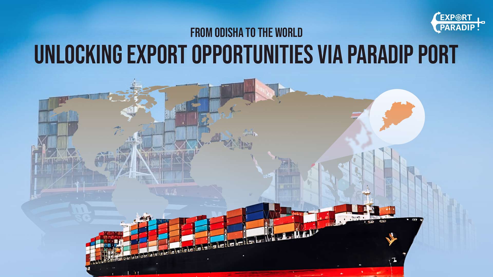 Aerial view of Paradip Port with cargo ships & modern infrastructure connecting Odisha to global markets