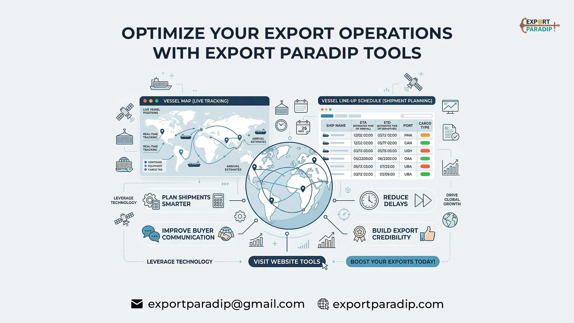 Export Paradip vessel map & vessel line-up schedule helping exporters track shipments & strengthen relationships with global buyers