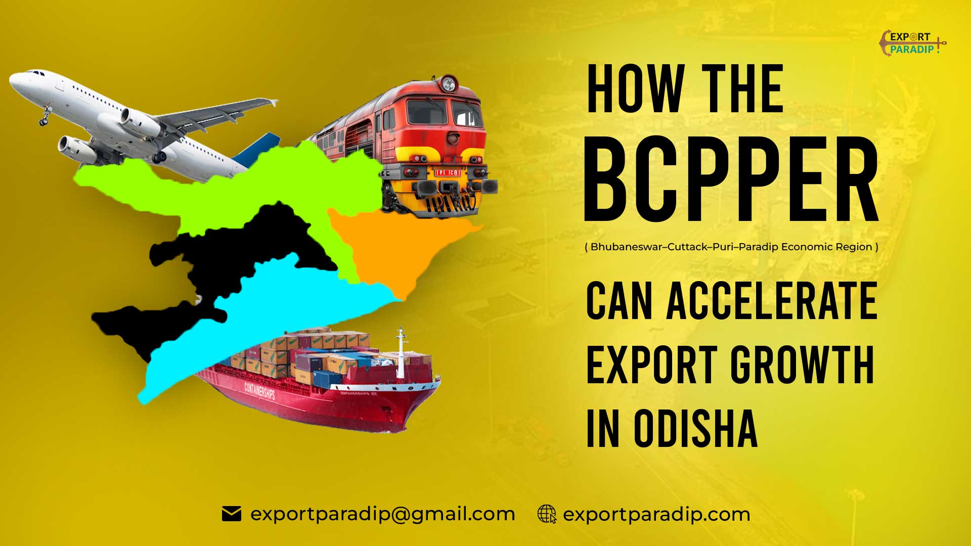 Economic corridor map showing Bhubaneswar, Cuttack, Puri and Paradip connectivity with highways, rail links and logistics corridors supporting export growth and maritime trade in Odisha