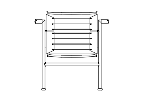 Dowload free Chair LC1 designed by Le Corbusier back elevation autocad block. Autocad block make by Be Interior Designer for block free download