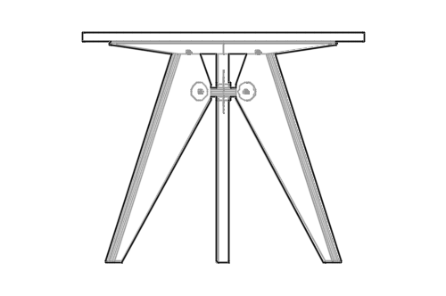 Dowload free Gueridon Bas table 90cm designed by Jean Prouvé elevation autocad block. Autocad block make by Be Interior Designer for block free download