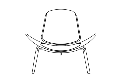 Dowload free Shell Chair designed by Hans Wegner elevation autocad block. Autocad block make by Be Interior Designer for block free download