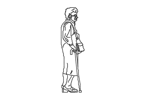 Dowload free Old woman with a cane standing side view autocad block. Autocad block make by Be Interior Designer for block free download