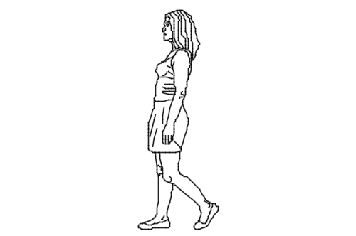 Dowload free Woman walking slowly side view autocad block. Autocad block make by Be Interior Designer for block free download
