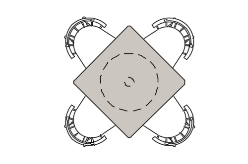 Dowload free Group of 90x90 table with four chairs and pendant lamp plan autocad block. Autocad block make by Be Interior Designer for block free download