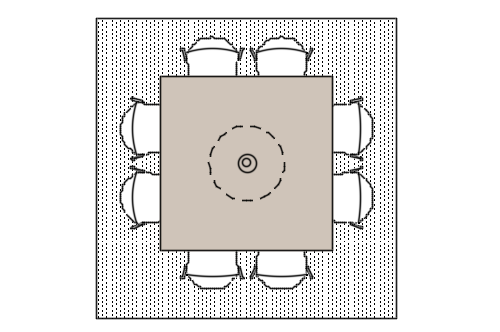 Dowload free Group of dining square table with carpet plan autocad block. Autocad block make by Be Interior Designer for block free download