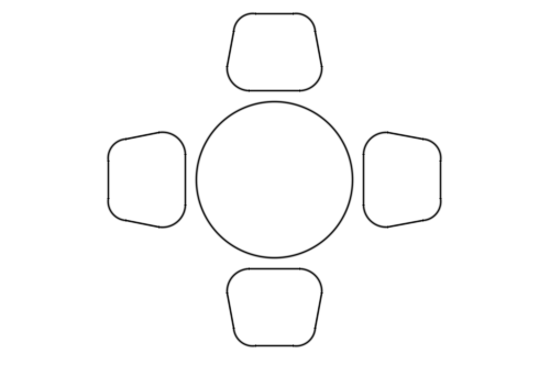 Dowload free Round table x4 cool chair plan autocad block. Autocad block make by Be Interior Designer for block free download
