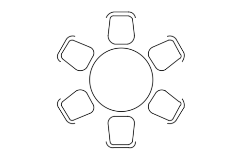Dowload free Round table x6 cool chair plan autocad block. Autocad block make by Be Interior Designer for block free download