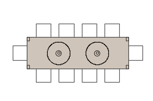 Dowload free Wood rectangular table with 10 chairs plan autocad block. Autocad block make by Be Interior Designer for block free download
