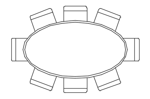 Dowload free Basic oval x8 table plan autocad block. Autocad block make by Be Interior Designer for block free download