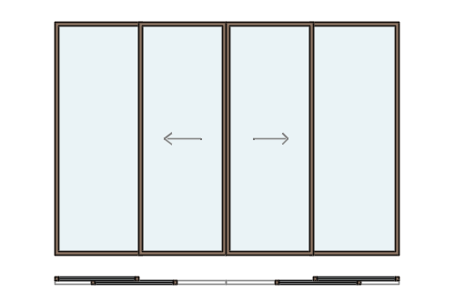 Dowload free Two sliding glass door with two fixed windows plan and elevation autocad block. Autocad block make by Be Interior Designer for block free download