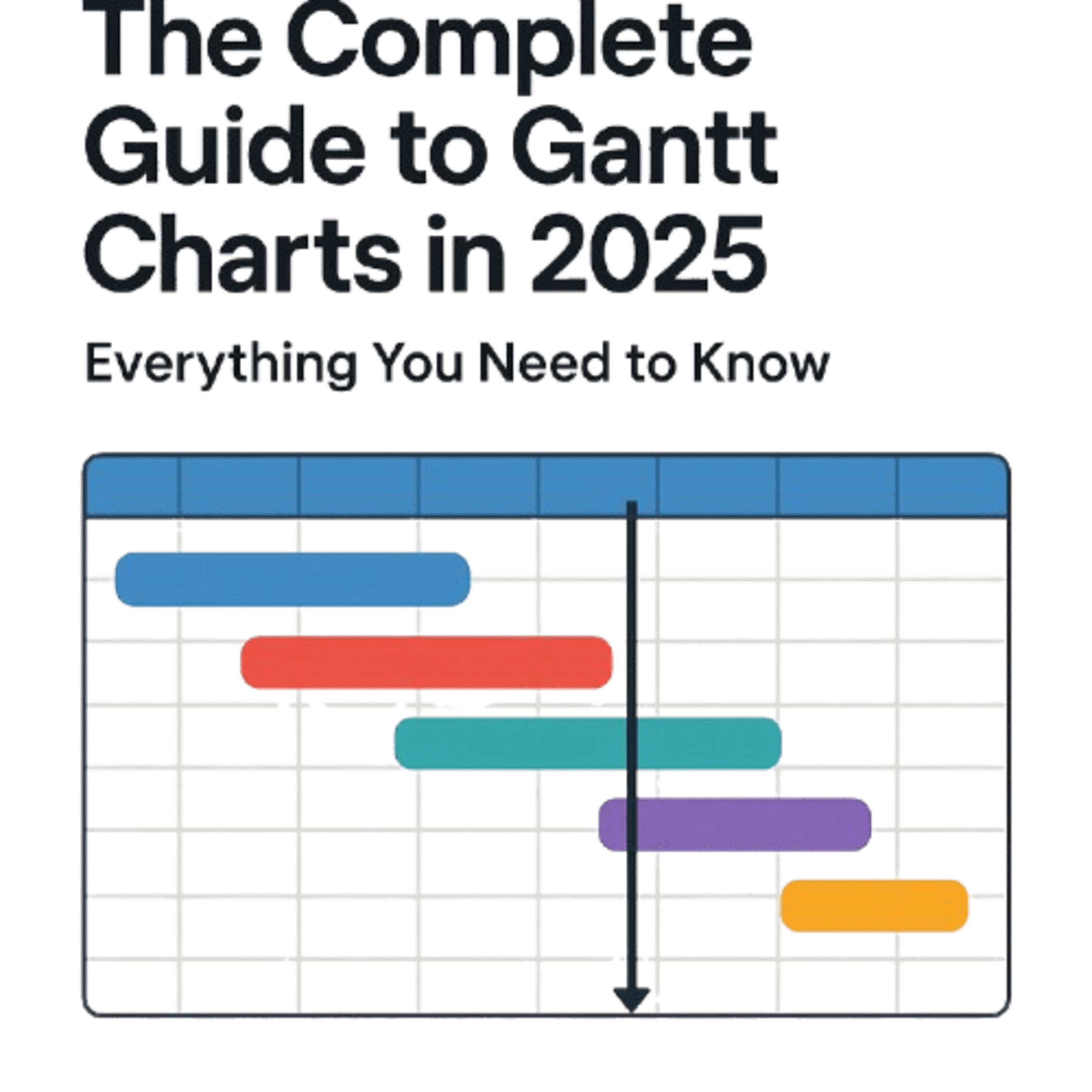 Gantt chart illustration with colorful task bars and 2025 guide title.