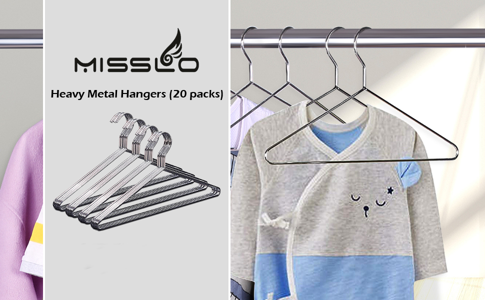 MISSLO 40 Pack Metal Coat Hangers Heavy Duty Hanger for Clothes Closet  Clothing Suit Shirt 16.4 Inch