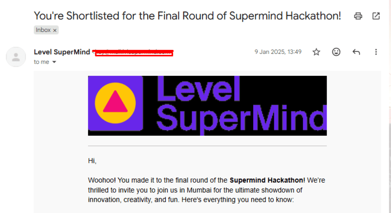 Made it to the Final Round – Level Supermind Hackathon