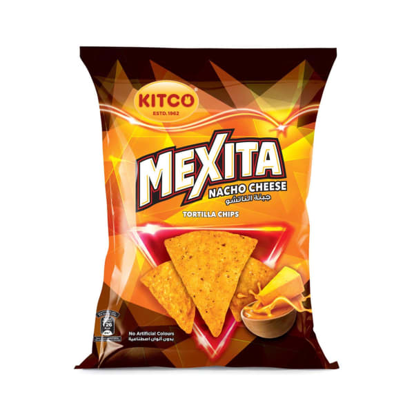 Mexita tortilla chips packet: Nacho Cheese