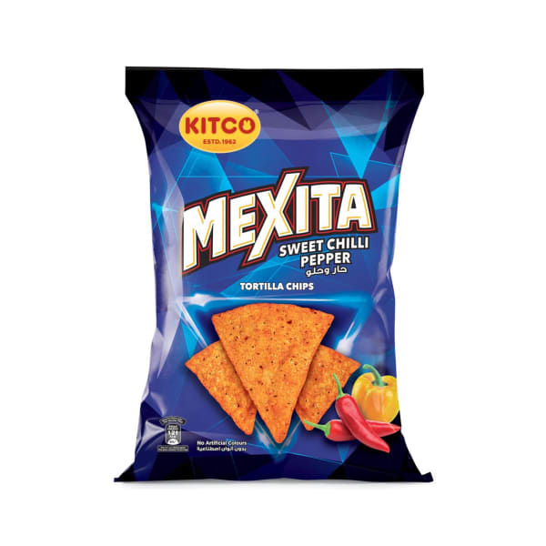 Mexita tortilla chips packet: Sweet Chilli Pepper