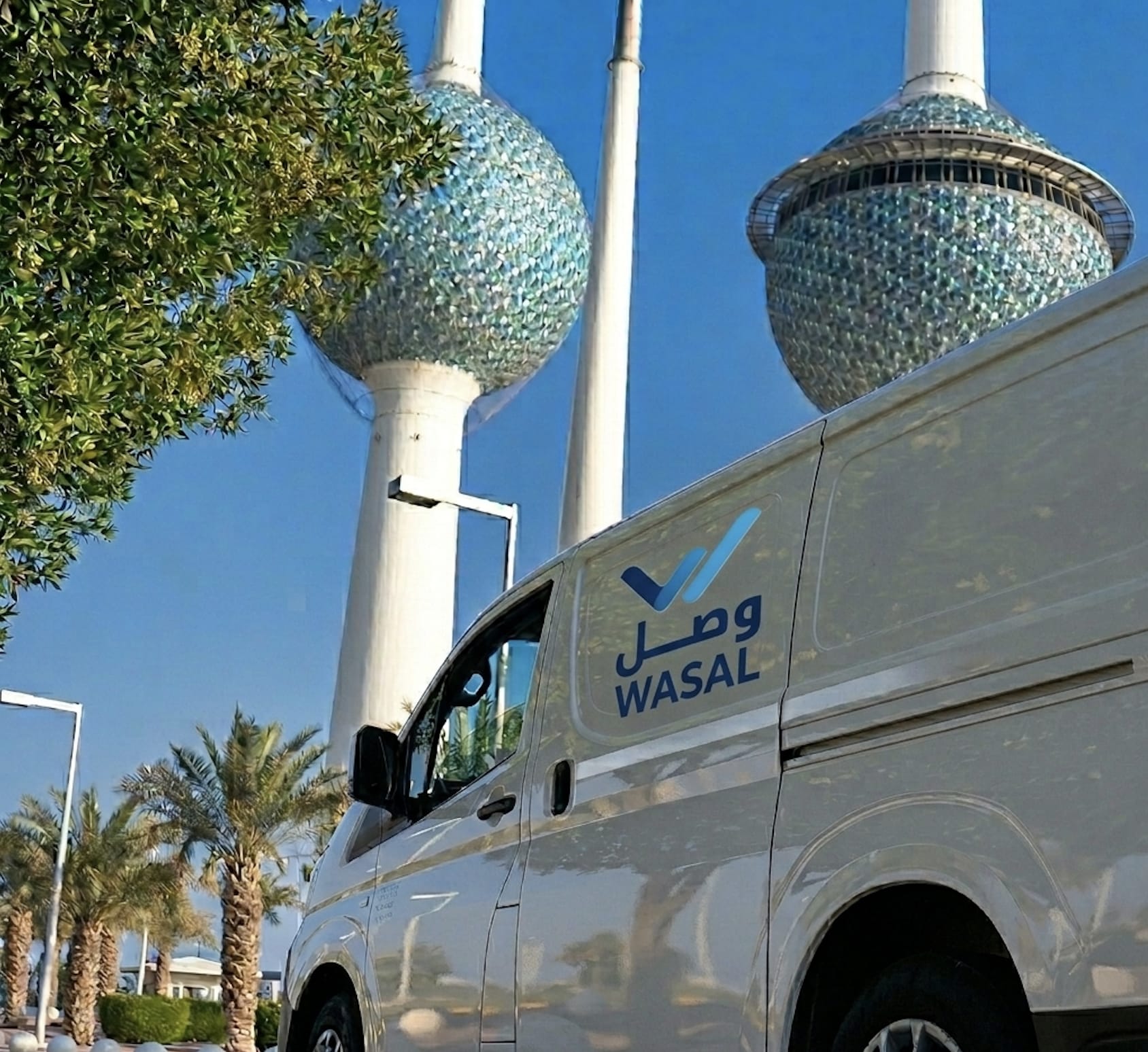 Wasal delivery van on the streets of Kuwait