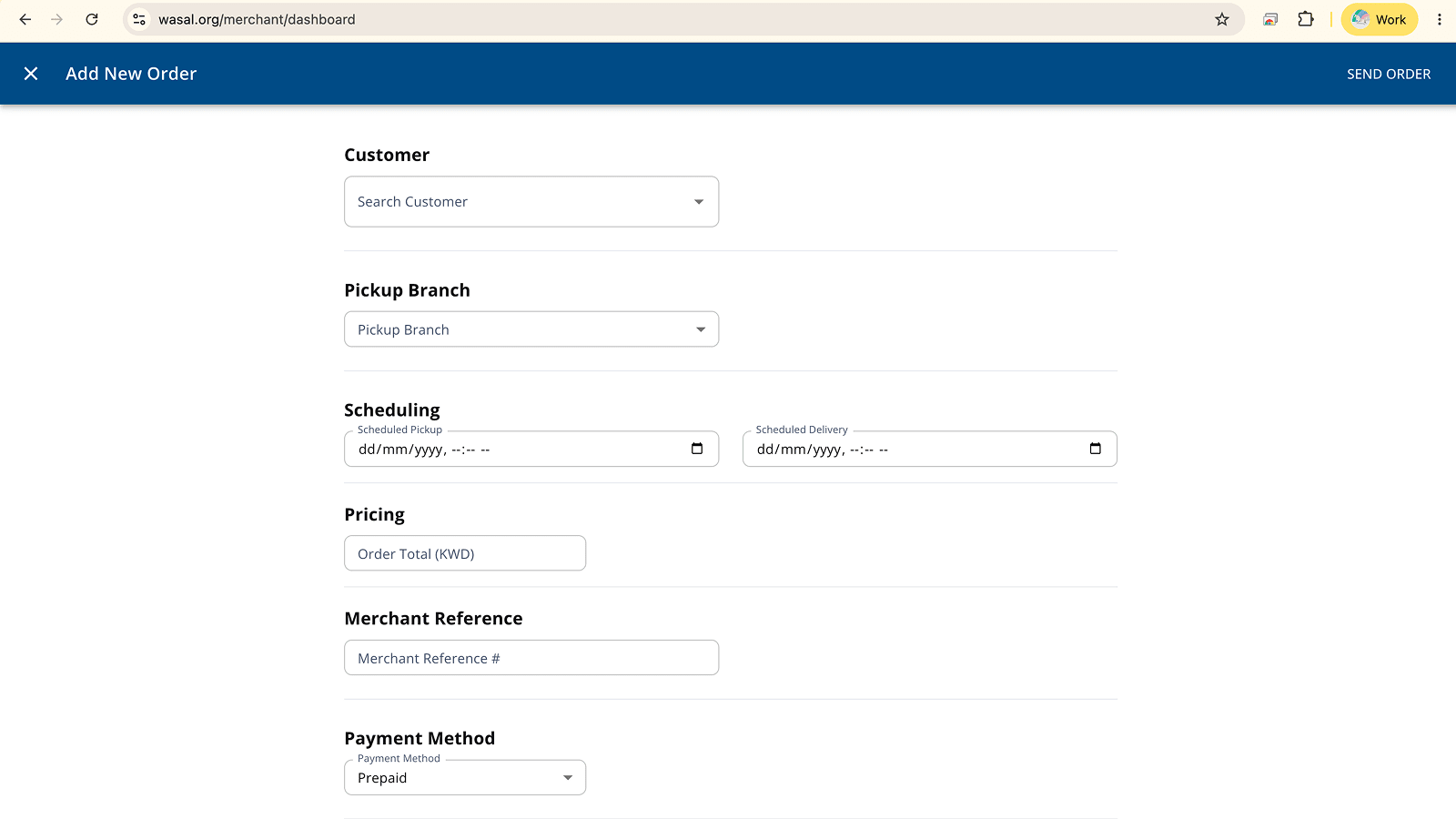 إضافة طلب Shopify إلى وصَل