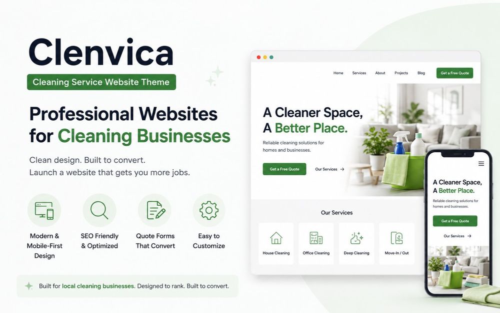 Clenvica - Cleaning Business Website Theme (HTML/Next.js)