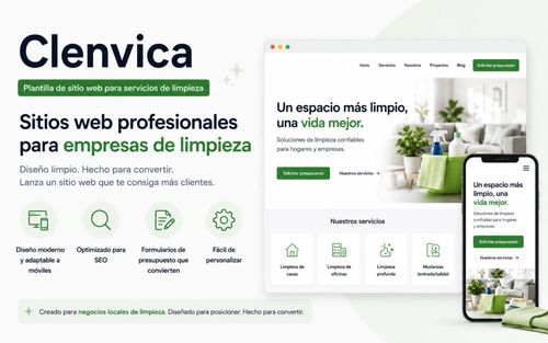 Clenvica - Tema web para empresas de limpieza (HTML/Next.js)