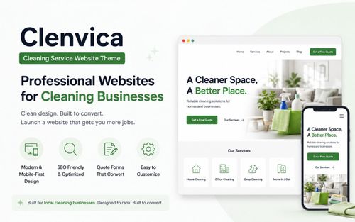 Clenvica - Cleaning Business Website Theme (HTML/Next.js)