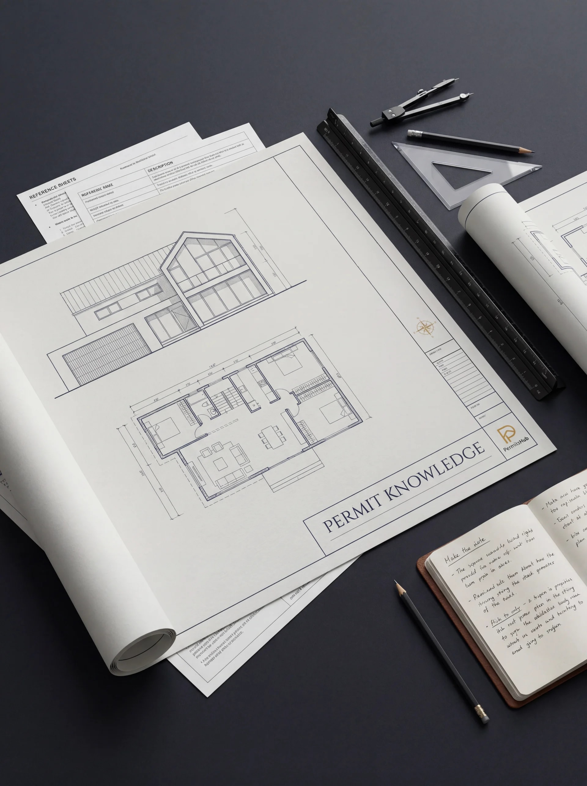 Architect’s permit drawing desk at a Toronto studio
