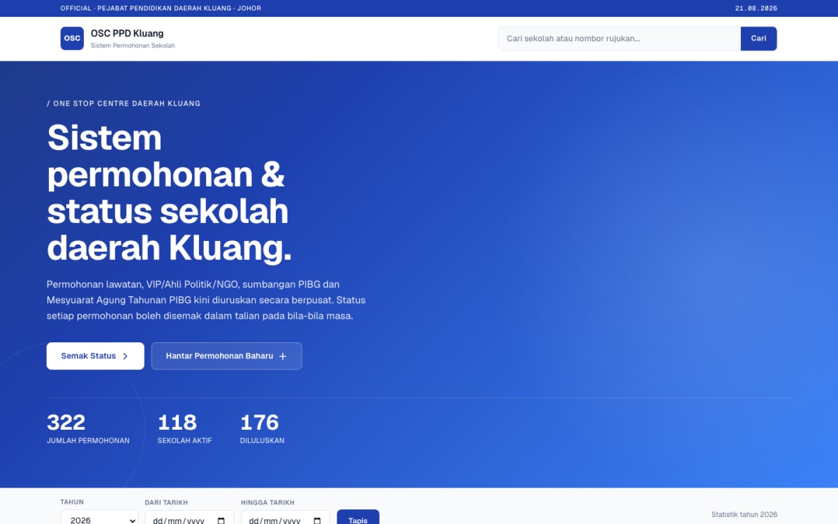 Sistem Permohonan Sekolah UPP (OSC PPD Kluang)
