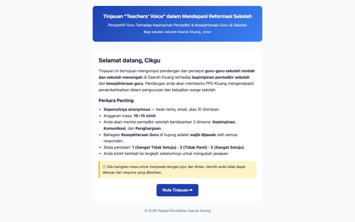 Teachers' Voice: Sistem Tinjauan Persepsi Guru