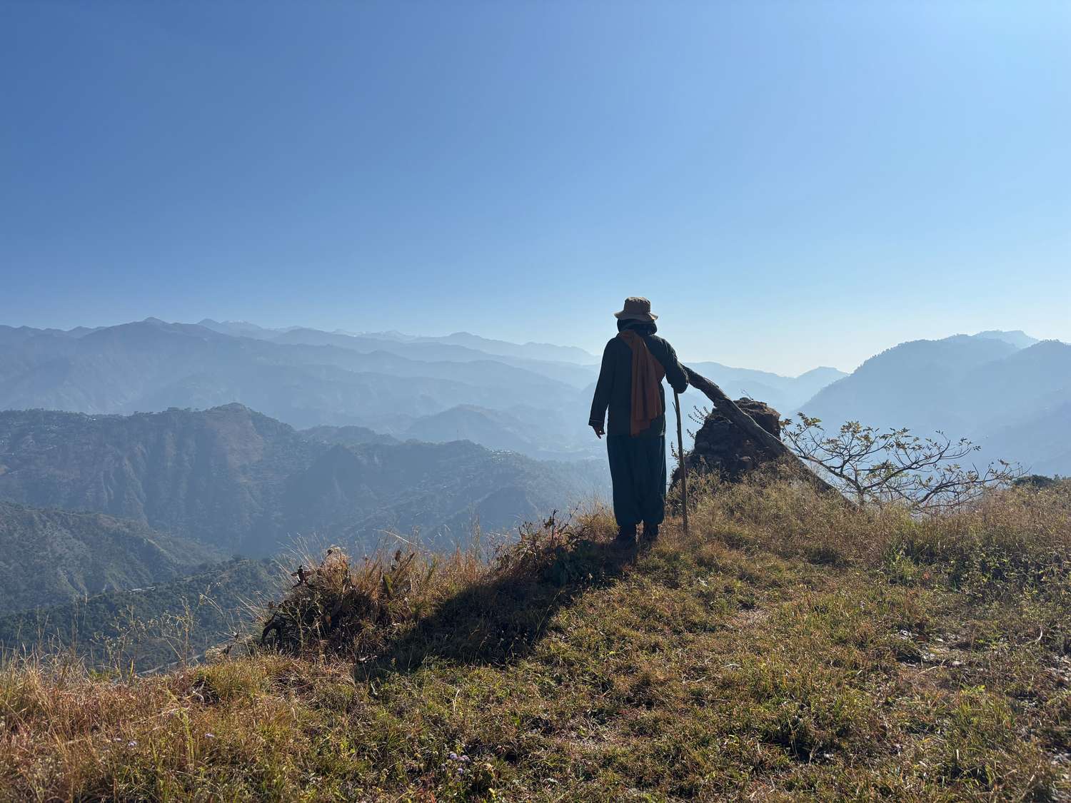 Sadho Master gazing at the magnificent Himalayan mountains