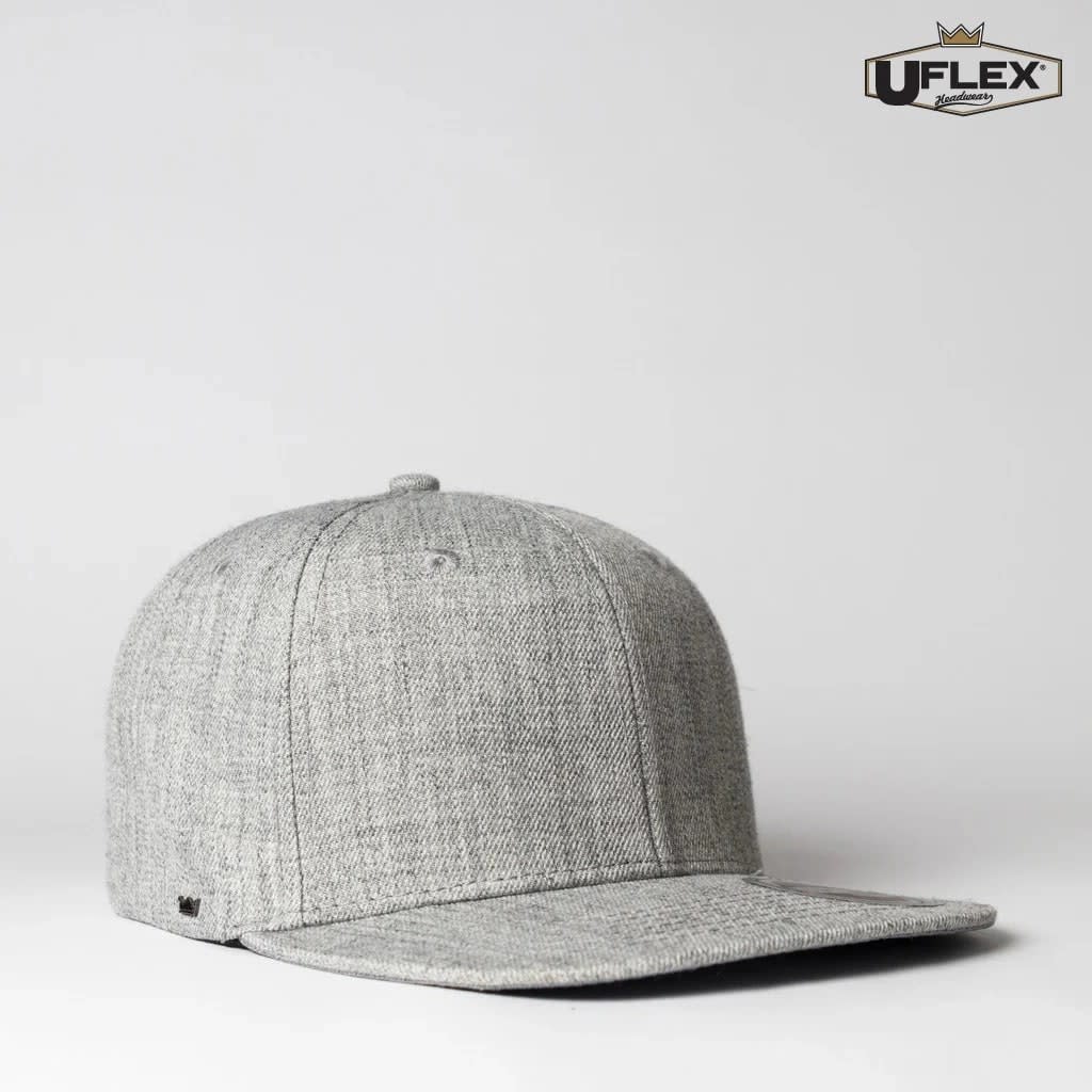 Wool Blend Flat Peak Snapback Cap – U15606 One Size