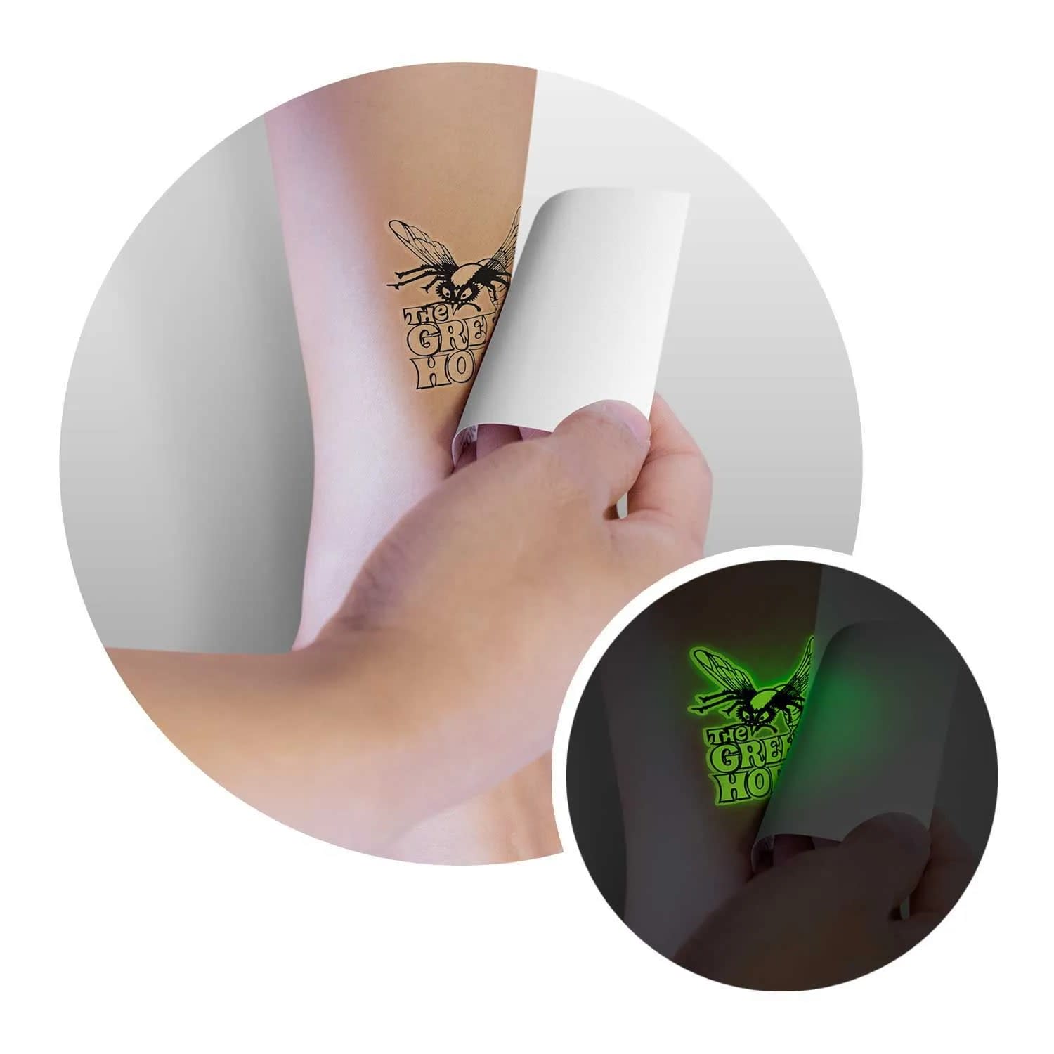 Glow-in-the-Dark Temporary Tattoo – 51mm × 51mm Custom Promotional Tattoo - alternate view