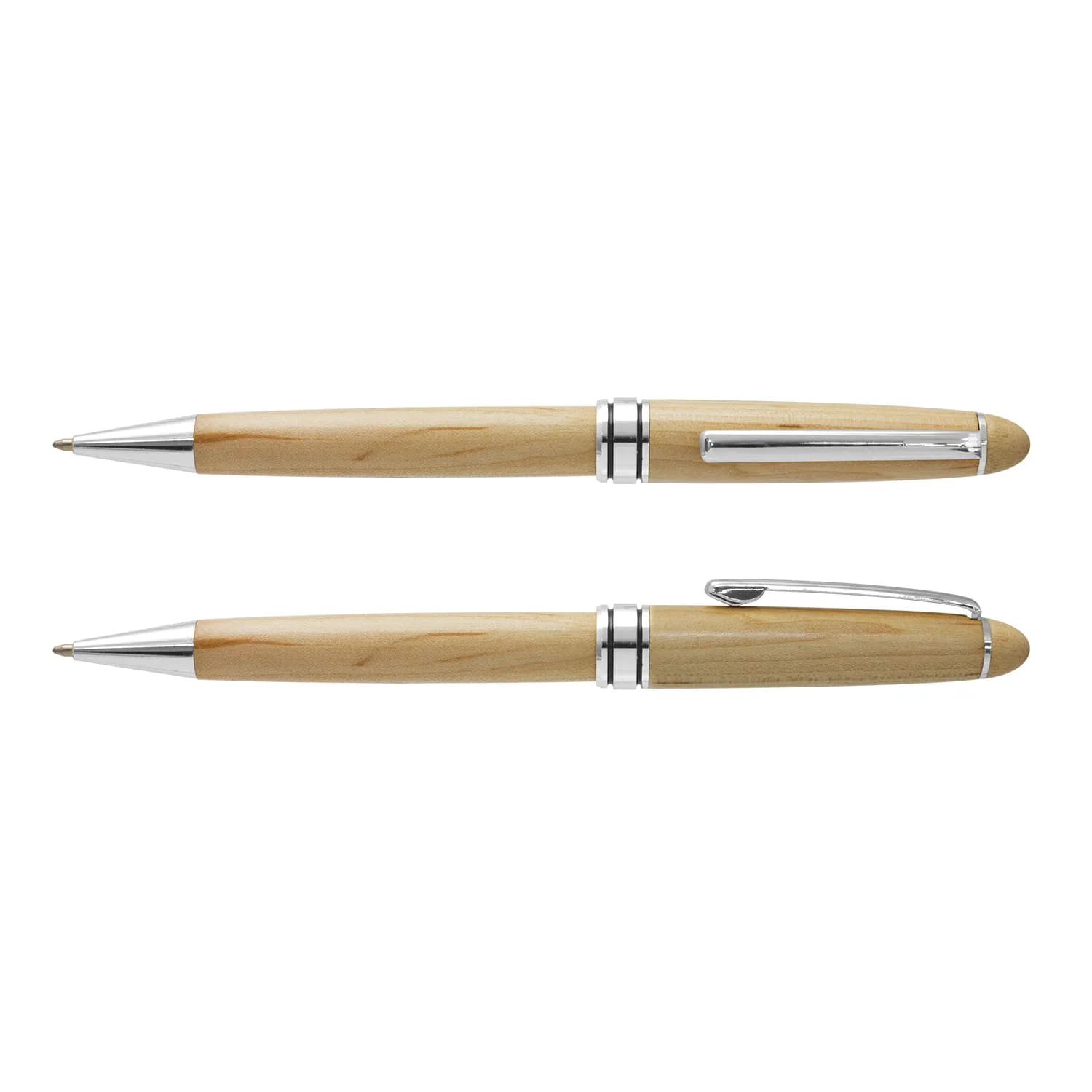 Supreme Wood Pen – Maple Wood Ballpoint with Chrome Trim - alternate view