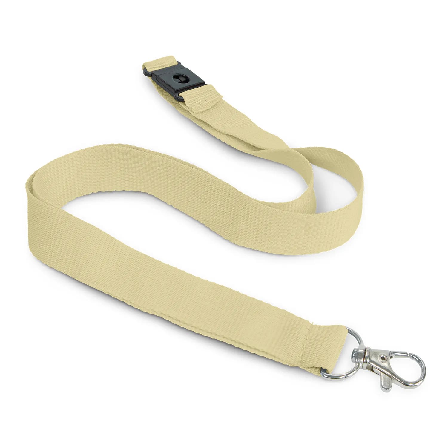 Impact Aware Cotton Lanyard – 20mm Natural Promotional Lanyard with Safety Clip - alternate view