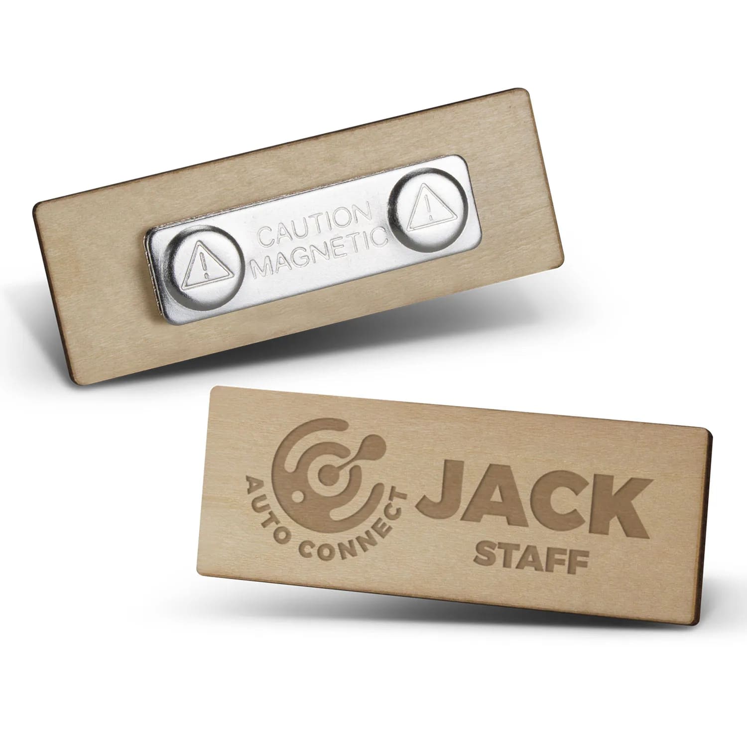 Magnetic Wooden Badge – Basswood, Custom Branding