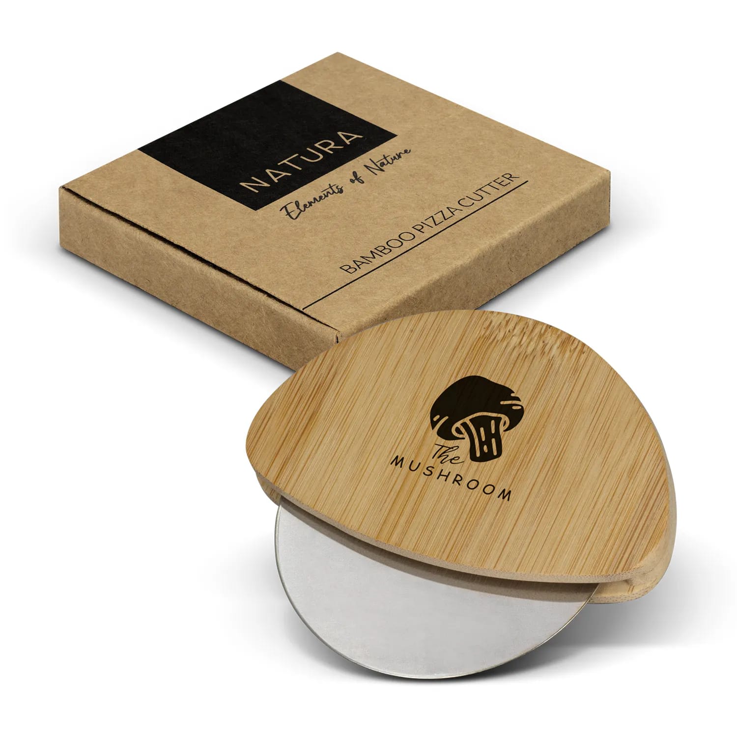 NATURA Bamboo Pizza Cutter – Precision Stainless Steel 65mm Wheel