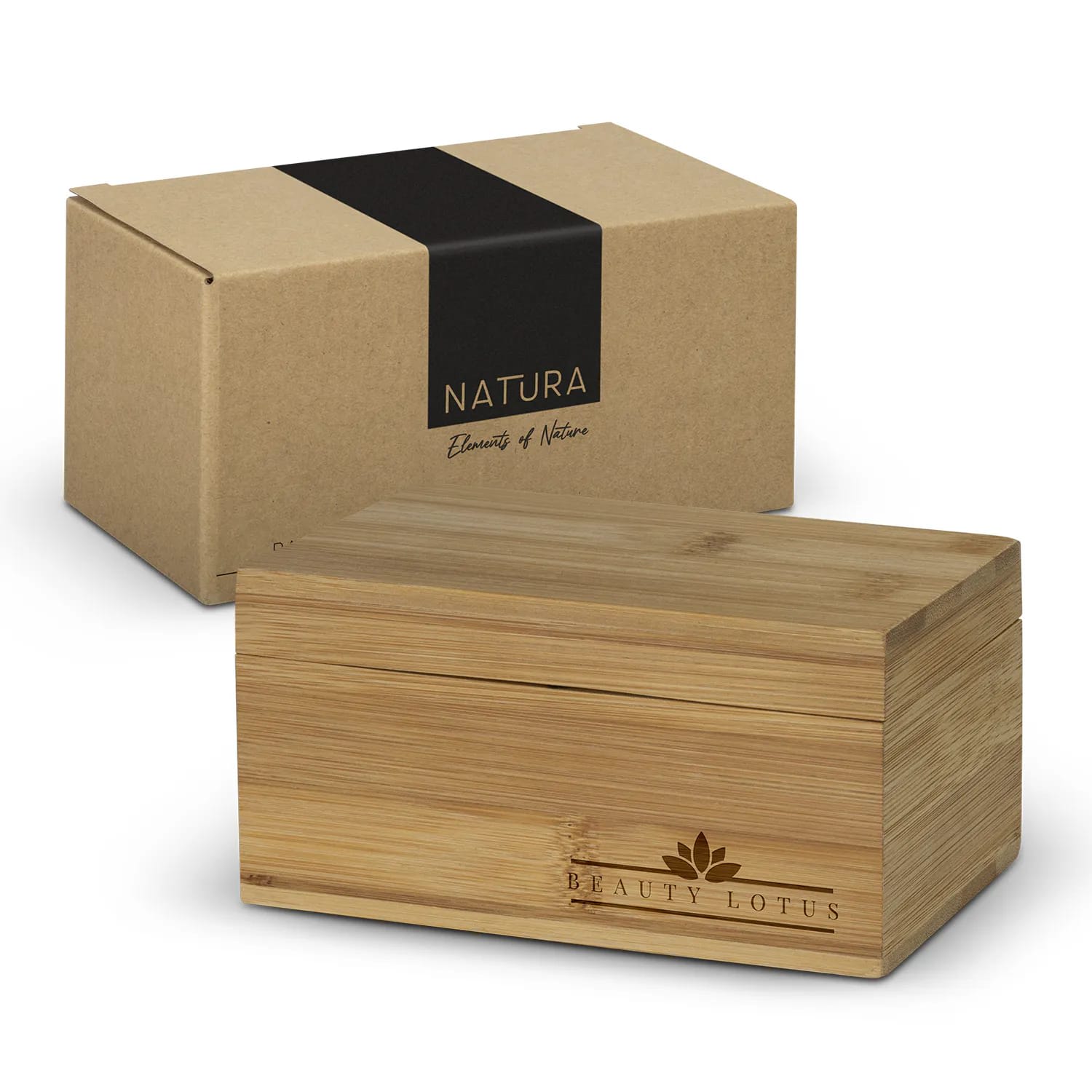 Bamboo Tea Box – NATURA Natural Storage with Hinged Lid