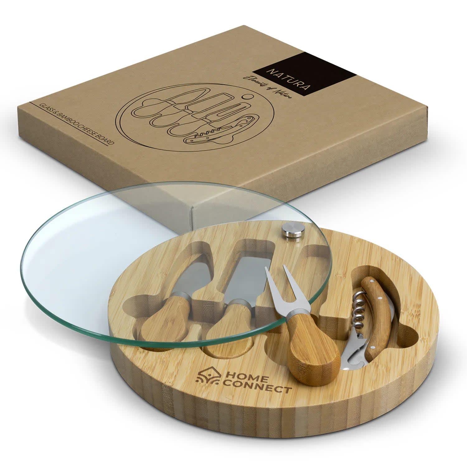 Glass & Bamboo Cheese Board – NATURA 203mm